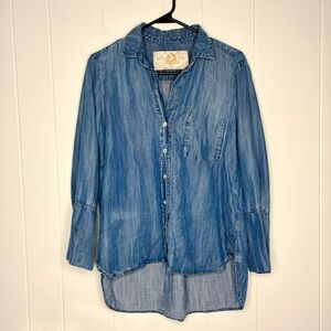 Bella Dahl Chambray Tunic Top Blue Boho Oversized Bohemian Women’s Size Small